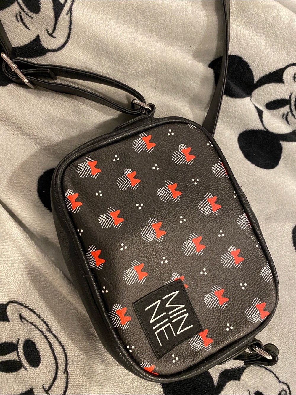 Danielle Nicole Black Crossbody with Red Graphic Pattern